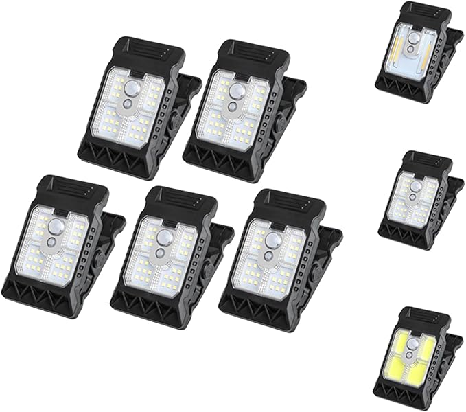 Clamp on Solar Motion Light, Clip On Solar Motion Sensor Light Outdoor, Portable,Waterproof, 3 Modes 3 Mounting Ways, Outdoor Led Lights for Fence, Wall, Garage, Patio Umbrella (#B,5PCS)