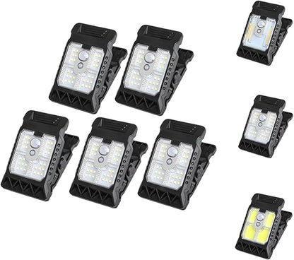 Clamp on Solar Motion Light, Clip On Solar Motion Sensor Light Outdoor, Portable,Waterproof, 3 Modes 3 Mounting Ways, Outdoor Led Lights for Fence, Wall, Garage, Patio Umbrella (#B,5PCS)