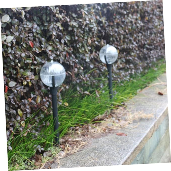 Housoutil 2pcs Solar Garden Lights Outdoor Lawn Path Lights with Colorful Led, Solar Powered Plastic Landscape Lighting for Patio and Yard Decor