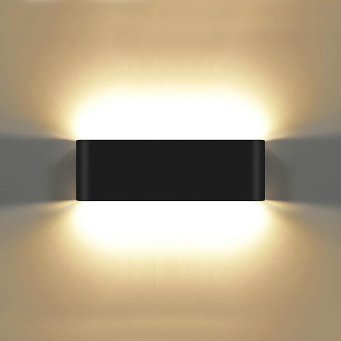 Kawell 20W Waterproof Modern Wall Sconce LED Wall Light Up Down Aluminum Wall Lamp LED Indoor Outdoor for Bathroom Living Room Bedroom Hallway Lounge Porch Corridor, Black 3000K