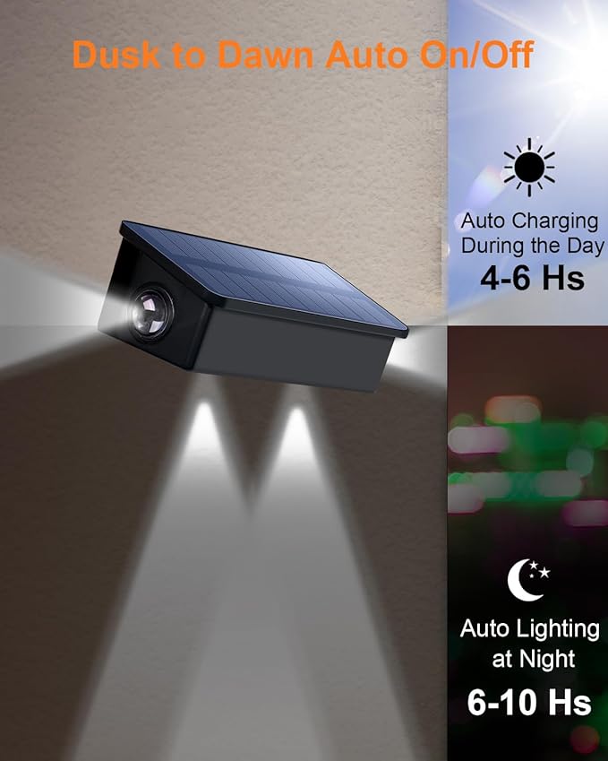 12 Pack 3-Side Solar Fence Lights Outdoor Waterproof with Cool White LED Spot Lens, for Wall, Deck, Patio, Yard | Lumora