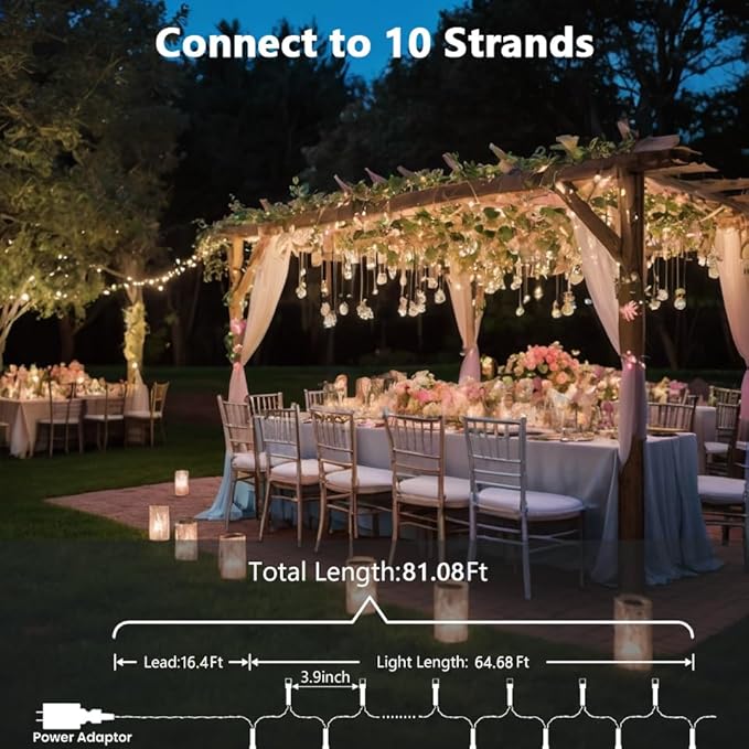 Warm White Twinkle Lights, 81Ft 200 LED Twinkle Christmas Lights, UL Certified Plug in Fairy Twinkle Lights Outdoor, Indoor Warm White String Lights 8 Modes & Timer for Tree, Bedroom, Party Wedding