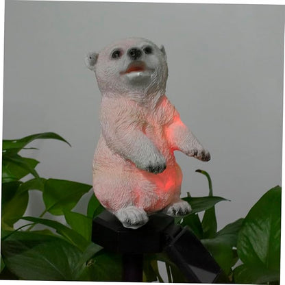 DOITOOL Solar LED Polar Bear Lawn Lamp Colorful Solar Powered Garden Light Outdoor Landscape Decorative Lighting for Pathway Trees Flowers