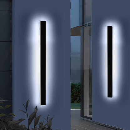 Mikeru 57inch Long LED Wall Light Fixtures, 10%-100% Dimmable Black Exterior Wall Sconces, 3000k-6000k Acrylic Invisible Exterior Wall Light for Porch Modern Outdoor Wall Mount Lighting