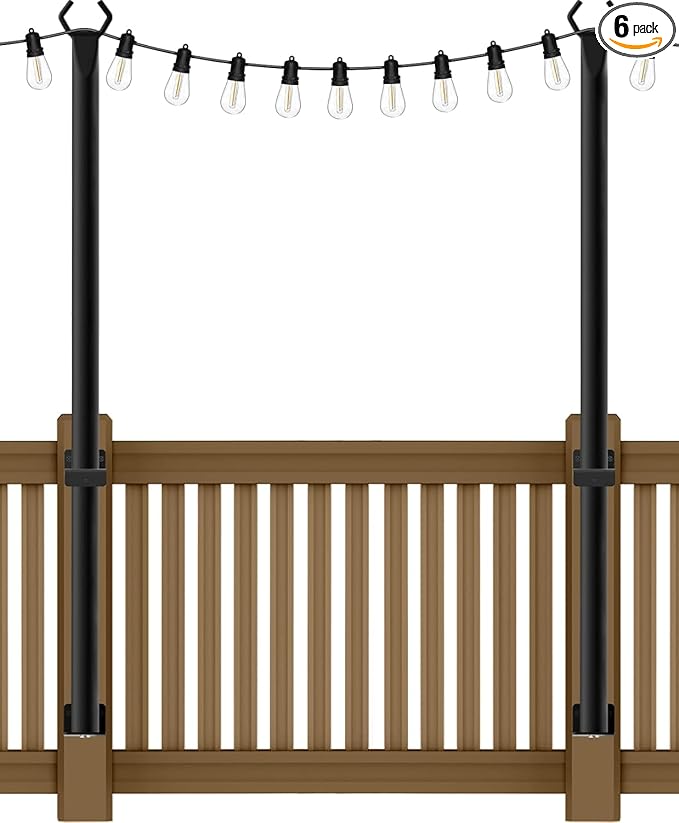 2 Pack 5Ft String Light Poles,Light Poles for Outside String Lights,Outdoor Light Poles with Fork,Metal Pole Stand | Lumora