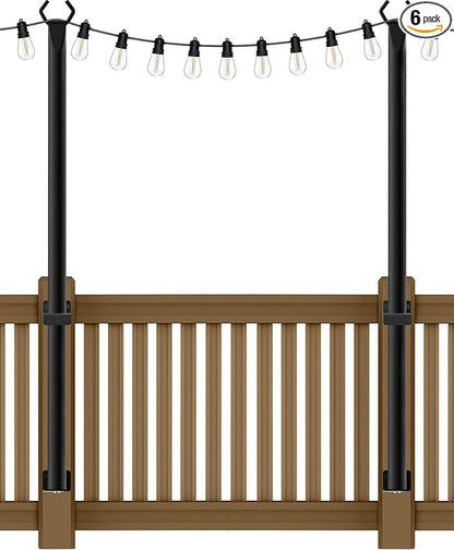 2 Pack 5Ft String Light Poles,Light Poles for Outside String Lights,Outdoor Light Poles with Fork,Metal Pole Stand for Patio,Backyard,Deck