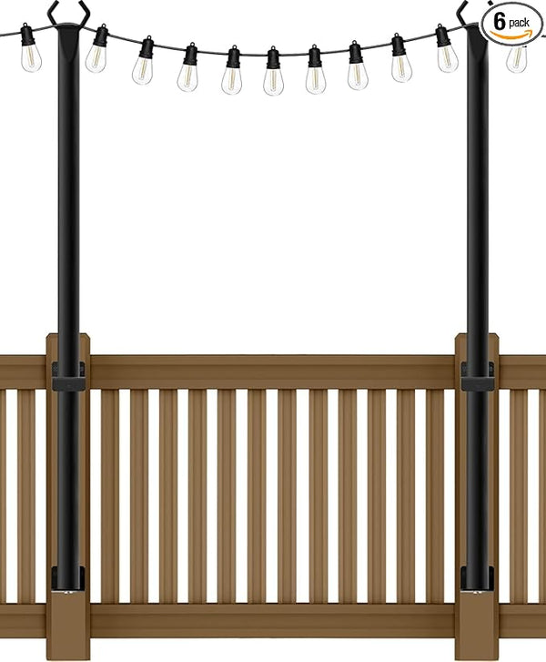 2 Pack 5Ft String Light Poles,Light Poles for Outside String Lights,Outdoor Light Poles with Fork,Metal Pole Stand | Lumora