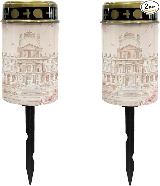 Castle Cemetery Lights - Cute Solar Pathway Lanterns for Outside, Waterproof Auto On/Off Landscape Lighting