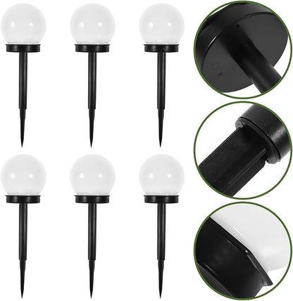 6pcs Solar Lawn Globe Lights Ground Plug Outdoor Garden Lighting Tool Warm Solar Pathway Lamps for Walkway Patio Decor
