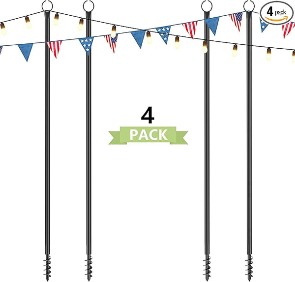 4 Pack String Light Poles for Outside, 10.5 Ft Outdoor String Light Poles for String Lights, Backyard Patio Light | Lumora