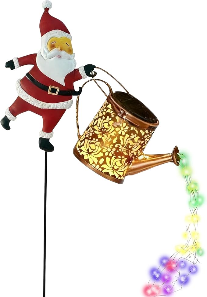 Christmas Santa Solar Kettle Lights Garden Lawn Decorative Lights, Santa Claus Ground Lamp Yard Decoration,Lamp Solar LED Night Light Outdoor Gardens Decor for Christmas Decorations