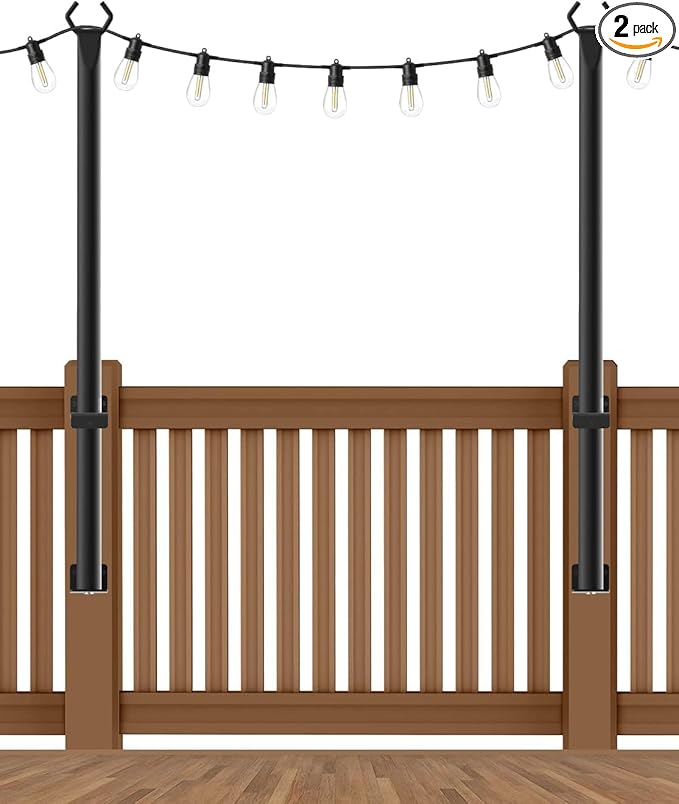 Pack String Light Poles,5 Ft Metal Poles with Fork for Outdoor String Lights,Outdoor Light Poles with | Lumora