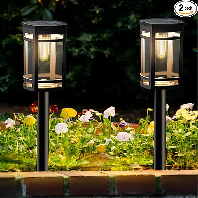 EXCMARK 2 Pack Solar Lights Outdoor Waterproof for Garden Pathway Walkway Driveway Yard Lawn Decorative Landscape | Lumora