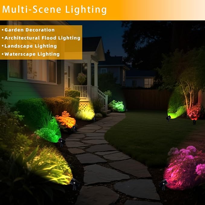 Smart RGB Low Voltage LED Spotlights, APP & Remote Control,Synchronous Dimming Lighting System, IP65 Waterproof,16 | Lumora