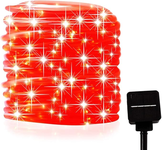 Solar Rope Lights Outdoor, 23ft 50LED Outdoor Rope String Lights Waterproof Copper Tube Wire String Lights for Garden,Yard, Path, Fence, Stairs, Backyard, Patio (Red)