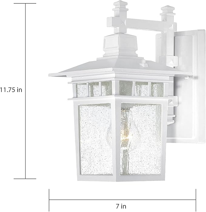 Nuvo 60/4951/02 Cove Neck One Light Outdoor Wall Lantern with Clear Seeded Glass, Small, White - 2 Pack | Lumora