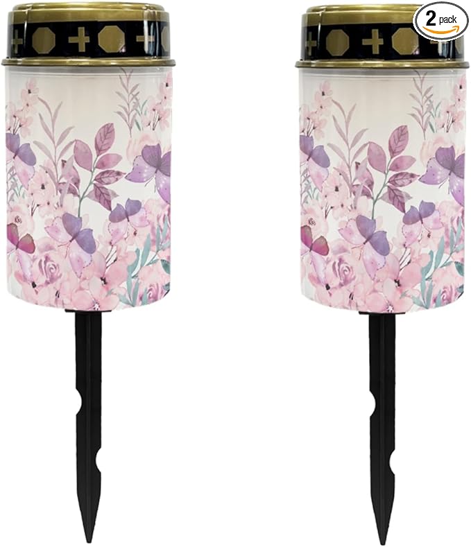 Pink Floral Solar Lights Solar Lights Outdoor Solar Pathway Lights Waterproof Solar Garden Lights LED Lantern Solar Powered Light for Outside Spotlights Garden Lantern