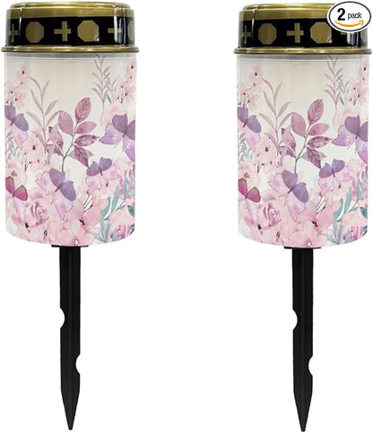 Pink Floral Solar Lights Solar Lights Outdoor Solar Pathway Lights Waterproof Solar Garden Lights LED Lantern Solar Powered Light for Outside Spotlights Garden Lantern