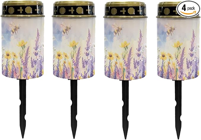 Solar Lavender Floral Lights Outdoor Waterproof Solar Pathway Lights Flameless Garden Stake Lights Landscape | Lumora