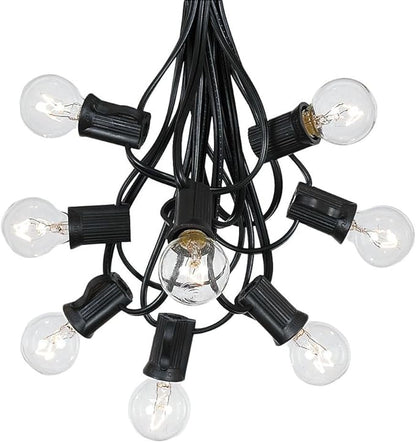 G30 25ft Outdoor Patio String Lights - 25 Clear Globe Bulbs - Indoor/Outdoor - Cafe Hanging - Green Wire