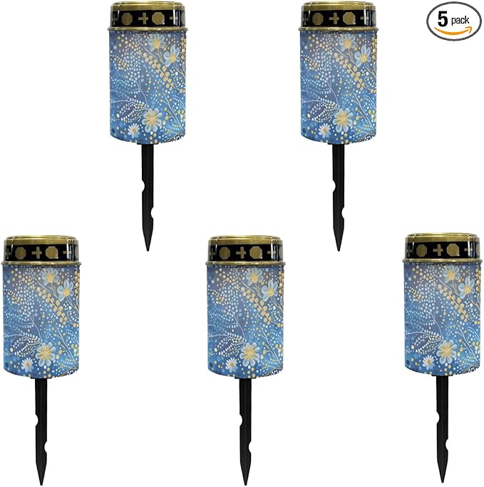 Blue Bling Flower Solar Garden Lights Outdoor LED Lantern Pathway Stake Lights Solar Waterproof Solar-Powered Fairy | Lumora
