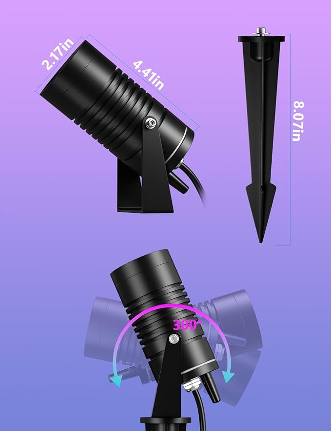 Smart Landscape Lights, APP Controlled RGBCW Color Changing Spot Lights, IP65 Waterproof 24V Low Voltage Outdoor | Lumora
