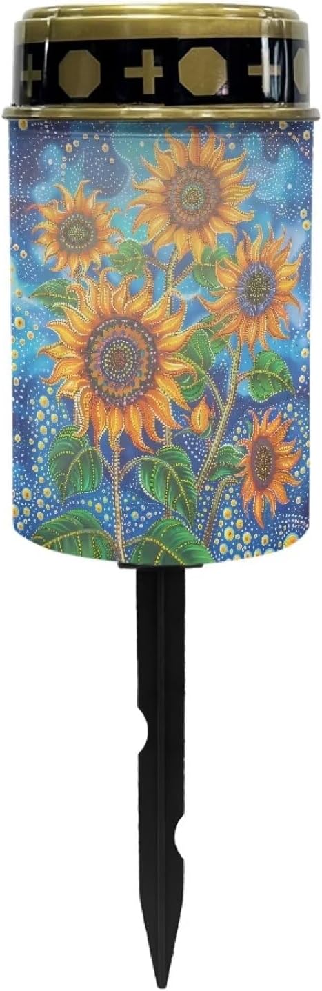 Sunflowers Solar Garden Lights Outdoor Bright Solar Walkway Lights Solar Powered Garden Stake Lights Sympathy Remembrance Memorial Gift for Grave Ornaments Decor