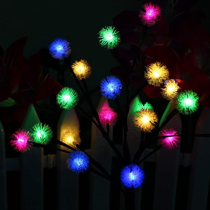 EpicGadget Solar Snowball Dandelion Light, Colorful Stainless Steel Solar Path Stake Lights for Outdoor Landscape Lighting, Lawn, Patio, Yard, Walkway, Driveway, Pathway and Garden (2 Pack)