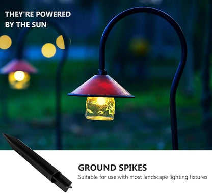 Veemoon 5pcs Solar Power Lawn Lamp Ground Plugs Landscape Spike Lights Black Plastic Garden Stakes for Walkways Driveways Outdoor Decoration