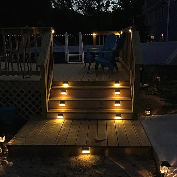 Solar Lights for Steps Deck Solar Stair Light Outdoor Waterproof Stainless Steel LED Fence Light for Garden Patio | Lumora