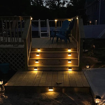 Solar Lights for Steps Deck Solar Stair Light Outdoor Waterproof Stainless Steel LED Fence Light for Garden Patio Pathway, 6 Pack, Warm White
