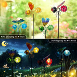 Insects Solar Garden Lights, 22.4" H Butterfly & Bee & Dragonfly & Ladybug Solar Stake Light, 4 Pcs Outdoor Statues | Lumora