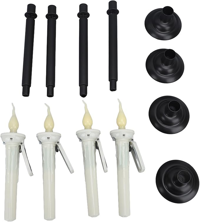 ViaGasaFamido 4pcs Solar Pathway Lights Outdoor Landscape Lights Tapered Candles Flickering Warm Yellow Light for Garden Yard with Bracket