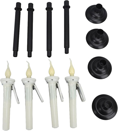ViaGasaFamido 4pcs Solar Pathway Lights Outdoor Landscape Lights Tapered Candles Flickering Warm Yellow Light for Garden Yard with Bracket