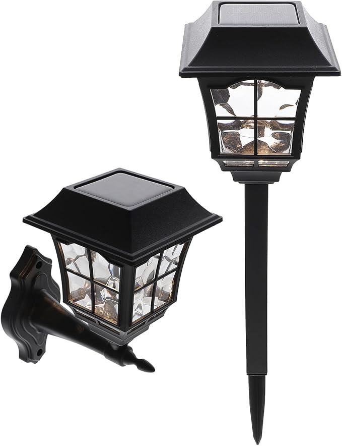 Toyvian 2pcs Solar Yard Lights Solar Wall Lamps Outdoor Waterproof Warm White LED Garden Path Landscape Lighting for Patio and Driveway
