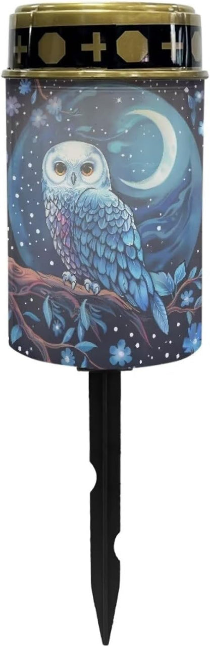 ZOUTAIRONG Moon Owl Solar Light for Cemetery Grave Solar Garden Lights Solar Lights Outdoor Garden Solar Pathway Lights Outdoor Cemetery Solar Lights for Grave Solar Lights