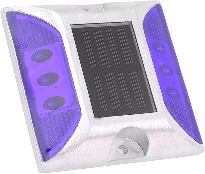 Solar Driveway Lights, Cast Aluminum IP68 Light with 72H Runtime for Pathway and Highway Marking (Blue)