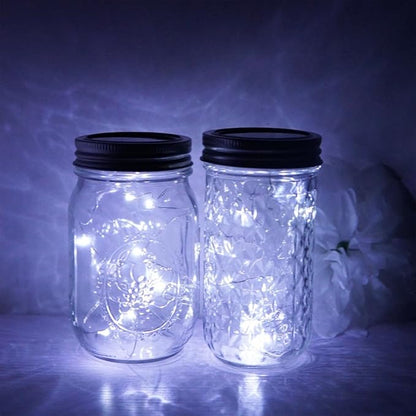Miaro 6 Pack Mason Jar Lights, 10 LED Solar Cold White Fairy String Lights Lids Insert for Garden Deck Patio Party Wedding Christmas Decorative Lighting Fit for Regular Mouth Jars …