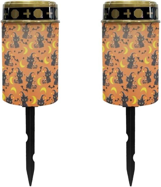 Cat Moon Waterproof Garden Solar Light Outdoor Solar Yard Light Landscape Path Light LED Solar Powered Lights Outdoor Halloween Decor for Lawn Memorial Cemetery