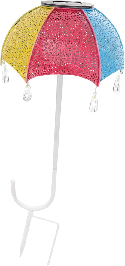 Solar Pathway Lights Outdoor Iron Umbrella Garden Stake Lights Decorative Hollow Projection Landscape Lighting for Courtyard and Pathway