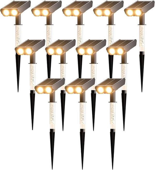 Solar Spot Lights Outdoor Adjustable Beam & PC Light Guide Column, 12 Pack Solar Lights Outdoor Waterproof IP65, 2 | Lumora