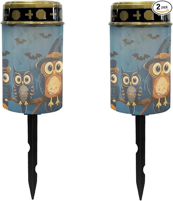 Halloween Owl Solar Garden Lights Outdoor Halloween Solar Walkway Lights,Pathway Lights Waterproof Solar Pathway Lights Halloween Solar Powered Fairy Lights for Home Path Kitchen
