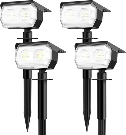 Solar Spot Lights Outdoor,IP65 Waterproof 48LED Path Lights with 3 Lighting Modes, Garden Yard Pathway Pool Wall Lights (Cool White, 4 Pack)