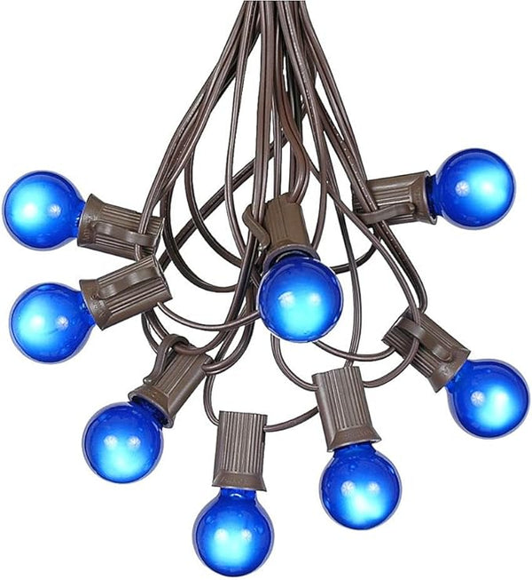 100 Foot G30 Outdoor Patio String Lights with 125 Blue Globe Bulbs – Indoor Outdoor String Lights – Market Bistro | Lumora