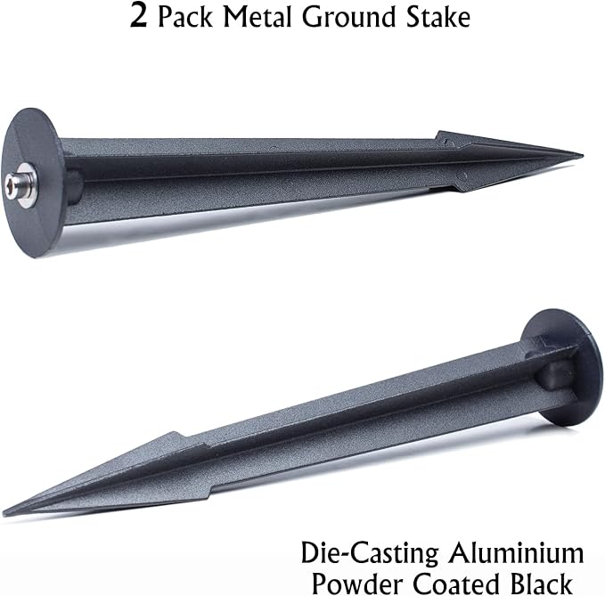 Metal Ground Stake Spike for Outdoor Landscape Spot Flood Pathway Solar Light Replacement Light Stake Spike Part Holder,10.4" Long(2 Pack)