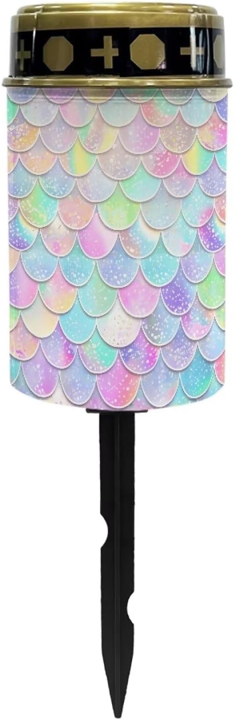 Mermaid Scales Solar Powered Lights Multipurpose Solar Garden Stake Lights Cemetery Decorations for Grave Decorative Memorial Lights Gravesite Decor for Loss of Loved One