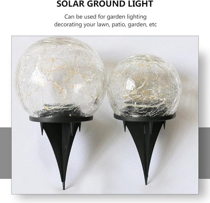Hemoton Solar Crackle Globe Light 15cm LED Solar Ground Lamp Warm Yellow 30 LED Landscape Buried Outdoor Garden Lawn Decor