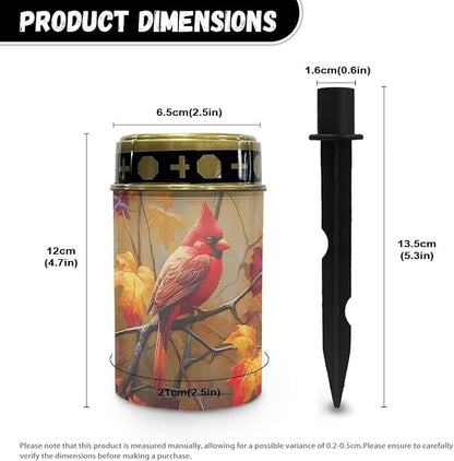Cemetery Solar Lights for Grave Cardinal Bird Grave Decorations for Cemetery Auto On/Off LED Solar Light for Cemetery Decor Memorial Gifts