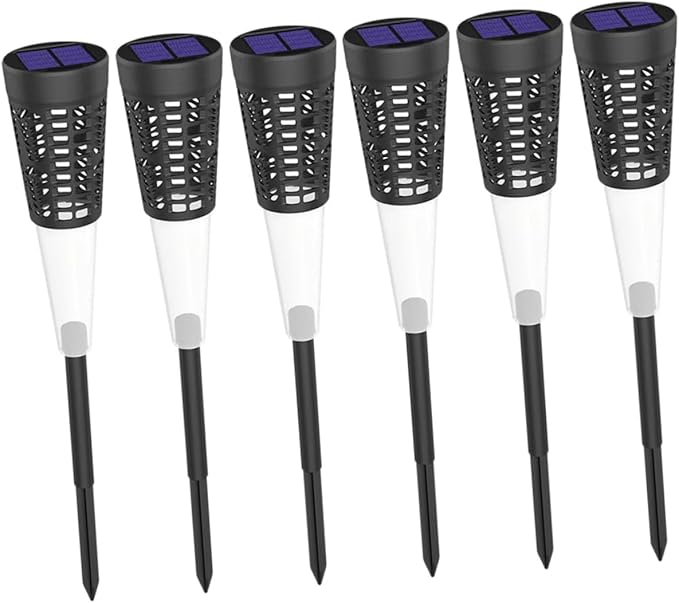 Lurrose 6pcs Solar Garden Stake Lights, Warm Colorful Projection Pathway Lamps, Solar Powered Outdoor Yard Decor for Patio and Lawn Lighting