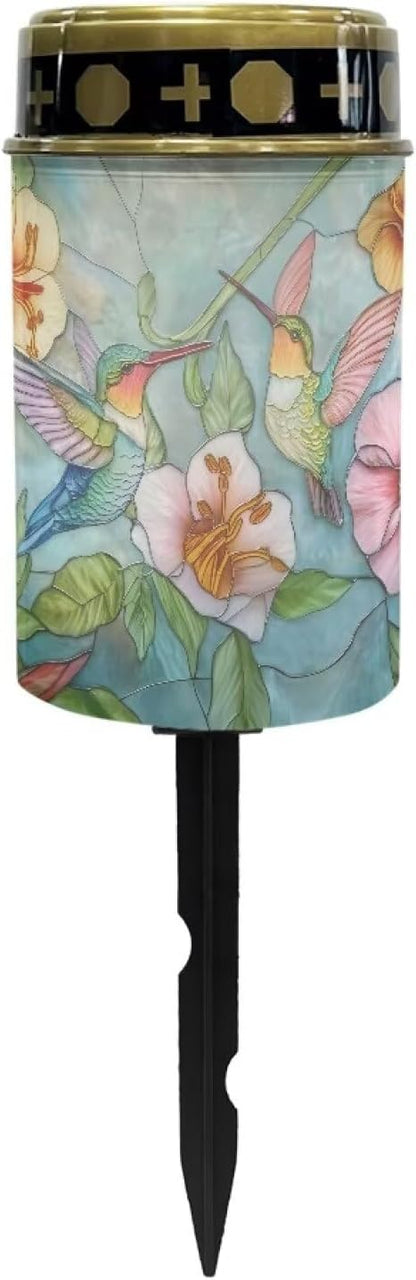 Cemetery Solar Lights for Grave Hummingbird Grave Decorations for Cemetery Waterproof Dusk to Dawn Sensor Grave Lamp Bereavement Gifts 2 Pack